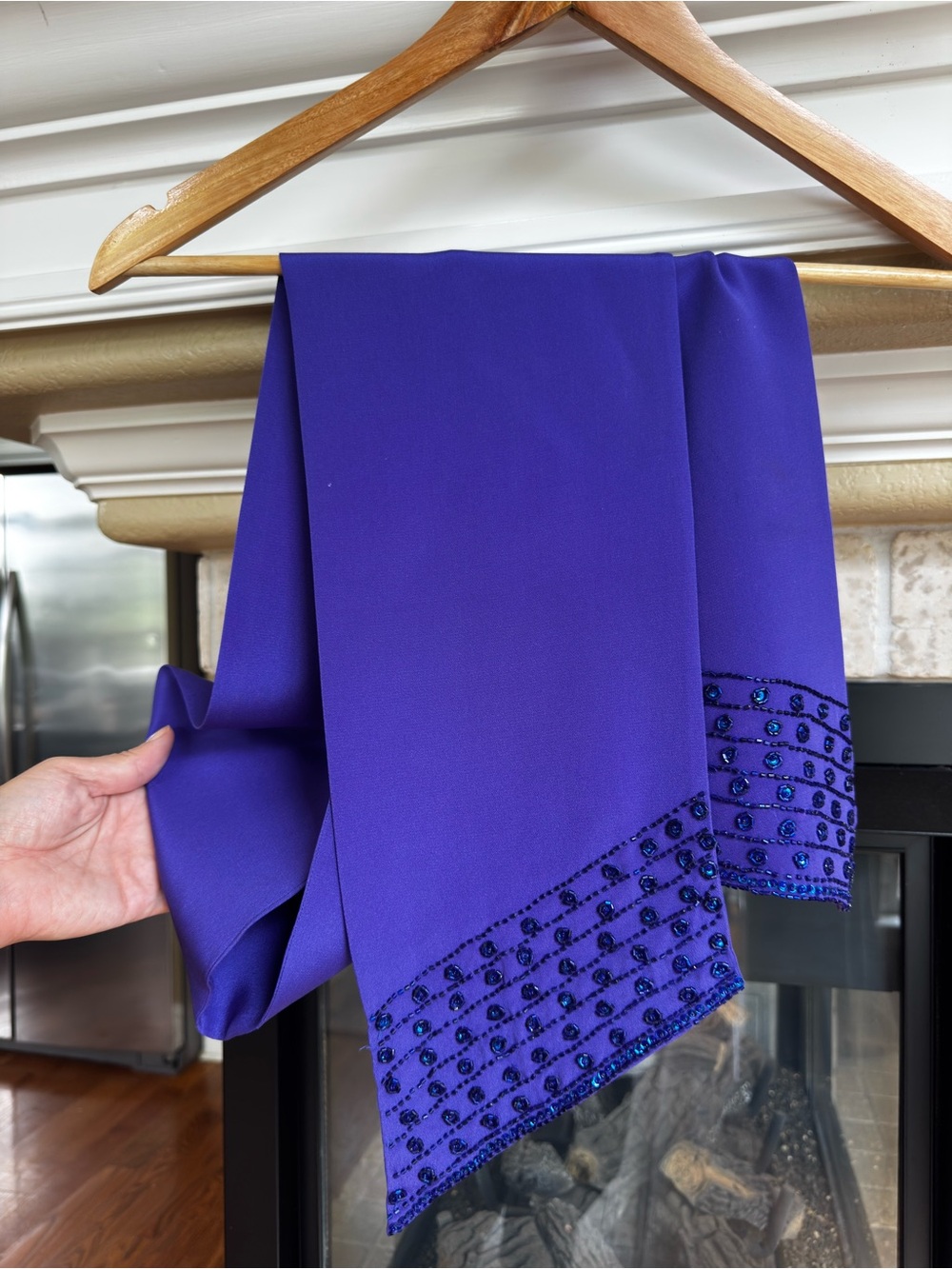 Stunning Blue Beaded Neck Scarf Formal